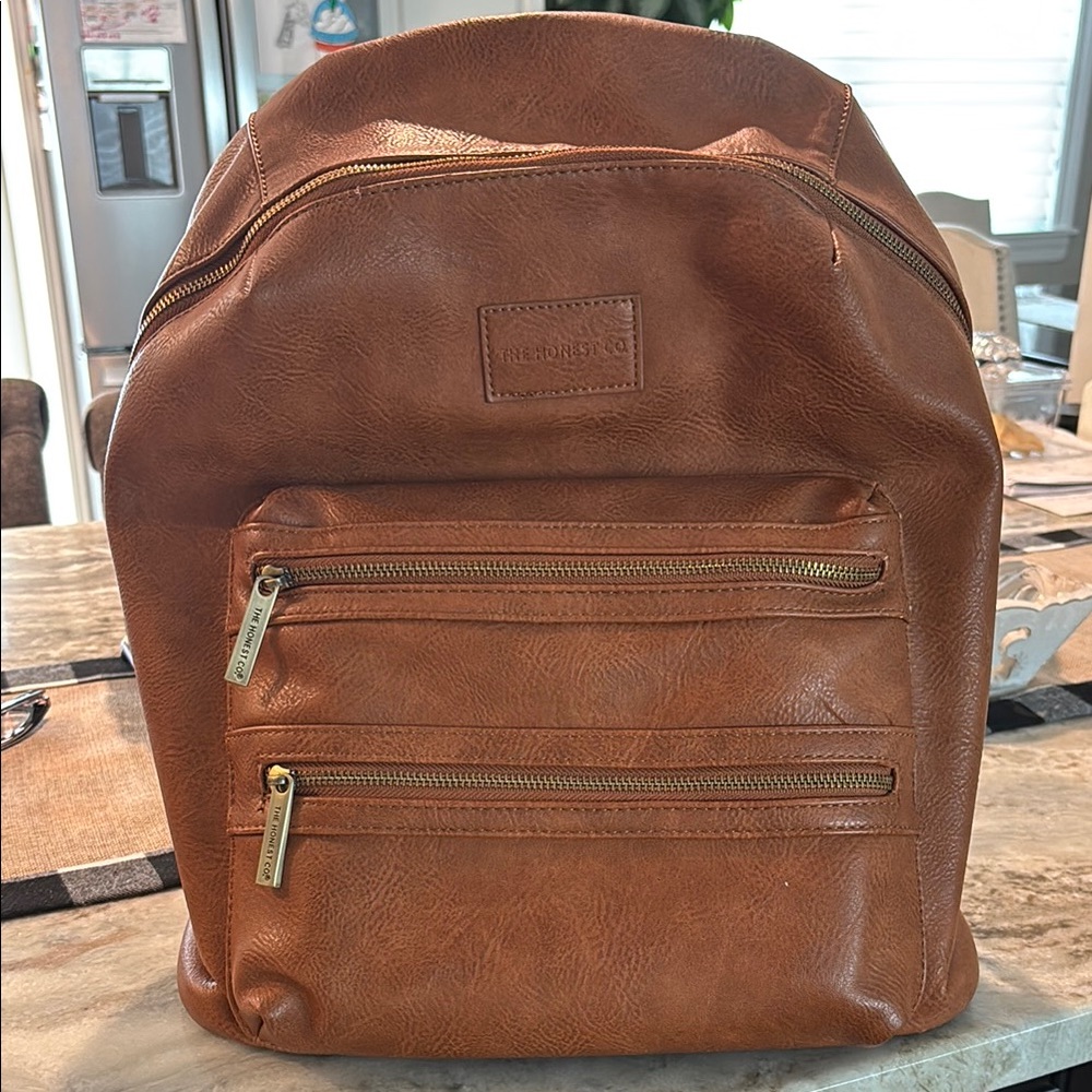 The Honest Company Vegan Leather City Backpack | Diaper Bag with Changing Pad